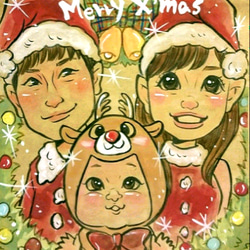 似顔絵クリスマスバージョン／サイン色紙サイズ 1枚目の画像