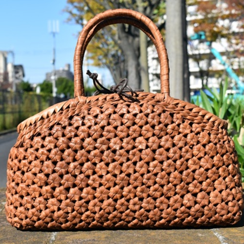 山葡萄籠バッグ | 六角花結び編 | (約)最大幅34cmx中央部高さ20cmx奥行  