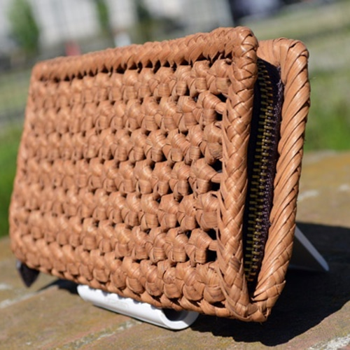 山葡萄長財布本革六角花結び