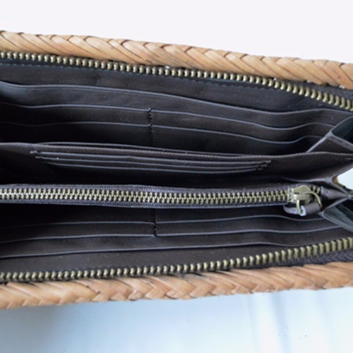 山葡萄長財布本革六角花結び