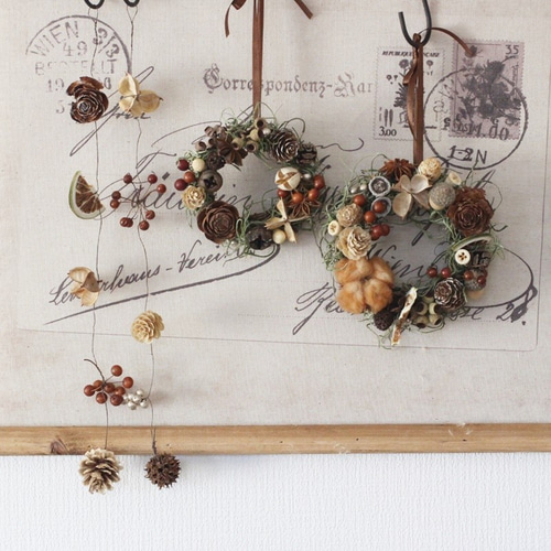 実りの秋 木の実ガーランド ドライフラワー petit chocolat 通販