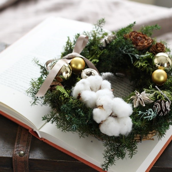 ミニクリスマスリース（Mサイズ） プリザーブドフラワー petit