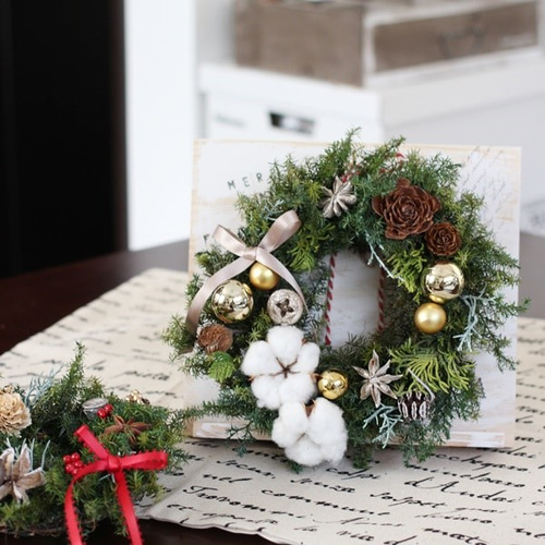 未使用❤ミニリース　20個　花輪　DIY 飾り　デコレーション ミニクリスマスリース（Mサイズ） プリザーブドフラワー petit