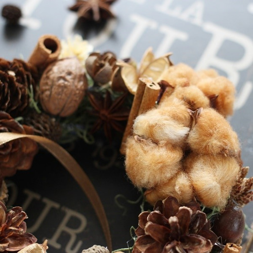 木の実たっぷりリースS ドライフラワー petit chocolat 通販 4846791