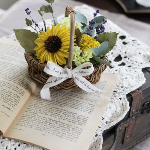 ひまわりドライミニバスケット ドライフラワー petit chocolat 通販