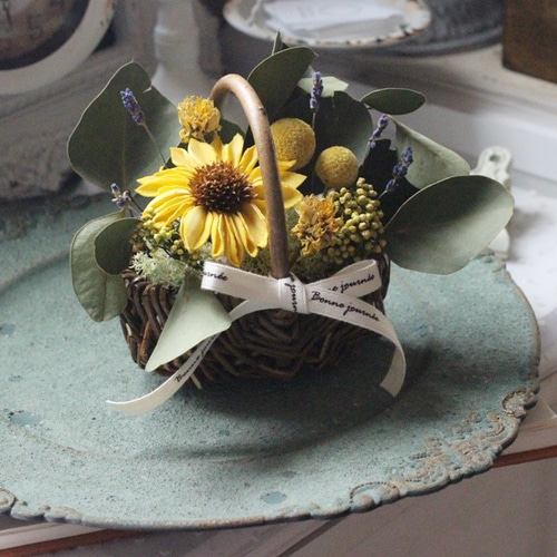 ひまわりドライミニバスケット ドライフラワー petit chocolat 通販