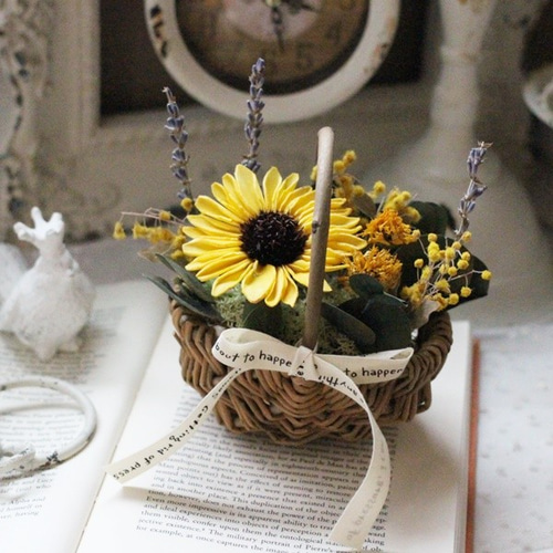 ひまわりドライミニバスケット ドライフラワー petit chocolat 通販