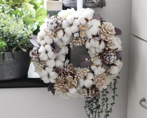 コットンフラワーのふわふわケーキリース コットンフラワーのふわふわケーキリース 【公式通販】