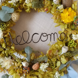 グリーンロゼカラーのwelcome wreath(プリザーブドフラワー ドライフラワー グリーン ギフト リース ) 3枚目の画像