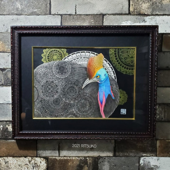 原画 一点もの ボールペンアート 額装付き 百貨店作家 人気 ボールペン