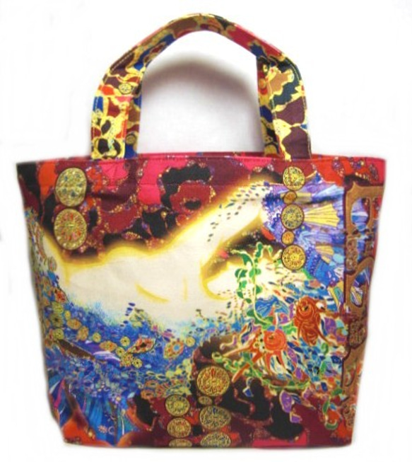 切り絵作家嬢SouMaがデザインしたミニトートバッグ。 1枚目の画像