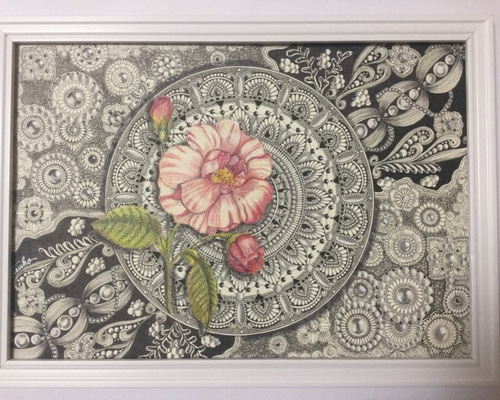 バートン作品バラの花束23センチ✖️16センチ油絵手書き肉筆画 バートン作品バラの花束23センチ✖️16センチ油絵手書き肉筆画