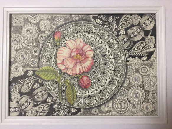 ボールペン画 手の花 ボールペン画アーティスト🐸Saki | 新作 「Flowers - 菊