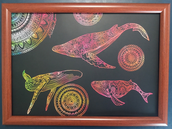 原画 肉筆 百貨店出展 鯨 くじら クジラ 絵画 絵 アート