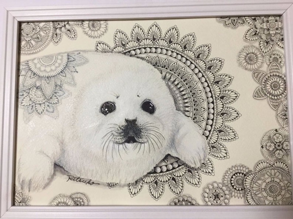 不安になってくるアザラシ　絵画 不安になってくるアザラシ 絵画