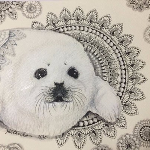 不安になってくるアザラシ　絵画 不安になってくるアザラシ絵画