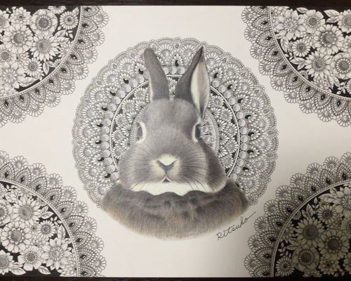 ザビちゃん】【原画肉筆】野うさぎ