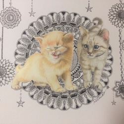 原画  肉筆  百貨店出展   絵画  絵  アート　子猫　子ネコ　小猫　猫の絵　子猫の絵 1枚目の画像