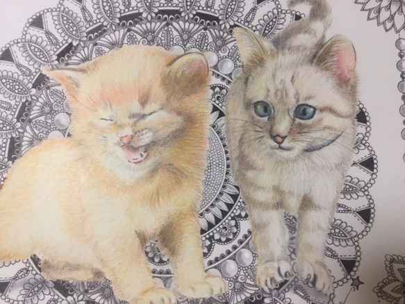 原画  肉筆  百貨店出展   絵画  絵  アート　子猫　子ネコ　小猫　猫の絵　子猫の絵 2枚目の画像