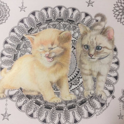 原画  肉筆  百貨店出展   絵画  絵  アート　子猫　子ネコ　小猫　猫の絵　子猫の絵 3枚目の画像