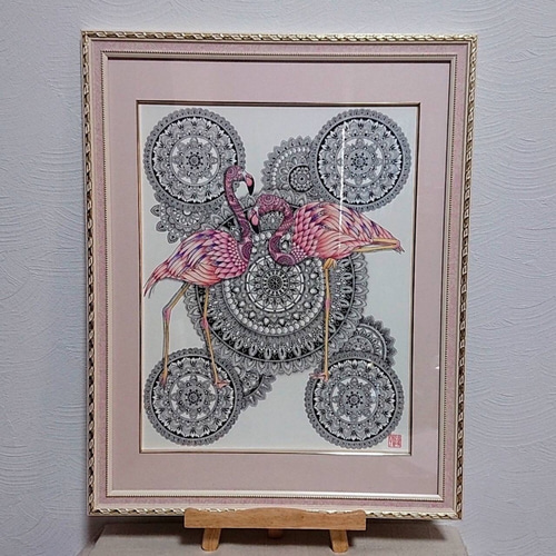 衝撃特価 必見 最新作 原画 肉筆 一点もの ボールペンアート 額装付き 絵画