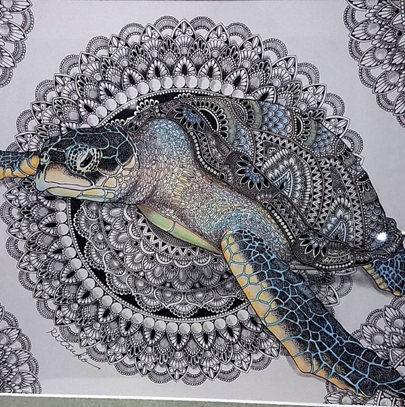 最新作 原画 肉筆 一点もの ボールペンアート 額装付き 百貨店作家