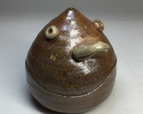 備前焼　ポット 備前焼○岡本白水○鳥のようなスタイルの蓋物 0008 シュガーポット