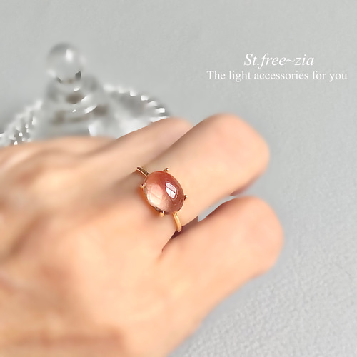 Silver925【希少】宝石質オレゴンサンストーン・10×8mm☆天然石リング 