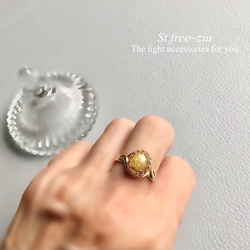 真鍮☆ルチルクォーツAAA-10×8mm☆9〜18号フリーサイズ☆指輪☆天然石リング 3枚目の画像