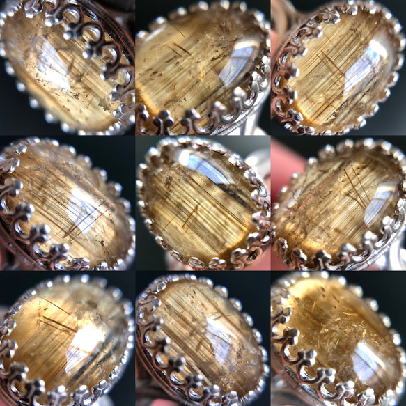 真鍮☆大粒☆宝石質ルチルクォーツAAA☆11〜18号フリーサイズ☆指輪☆天然石リング☆14.2×10.8mm 3枚目の画像