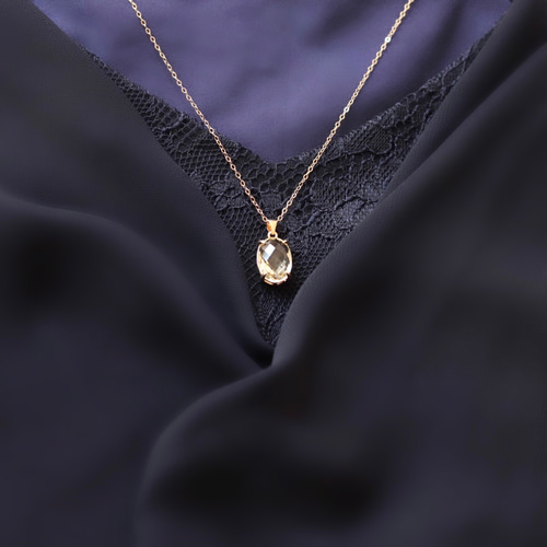 高級レモンクォーツ4.78ct トパーズWGネックレスソ付　おまけあり 14kgf☆宝石質レモンクォーツAAA☆オーバル14×10mm☆4本爪留め