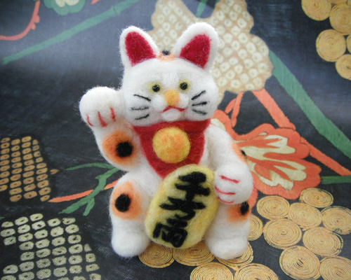 まねき猫と小判 羊毛フェルト N's Labo 通販 155894｜Creema