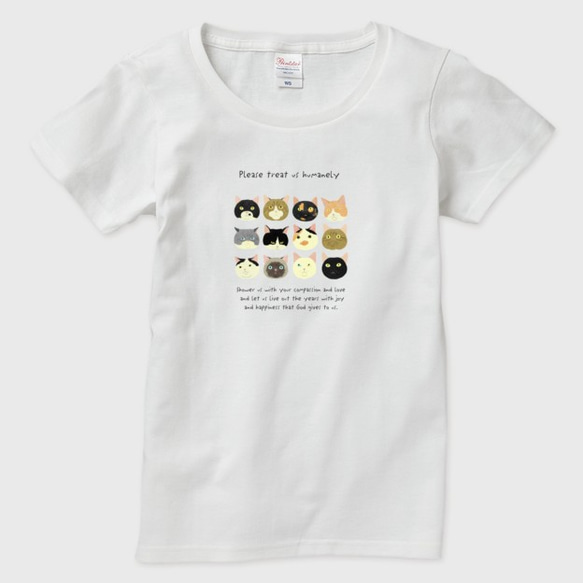 メンズ/レディースTシャツ　Please treat us humanely　12匹の猫 1枚目の画像