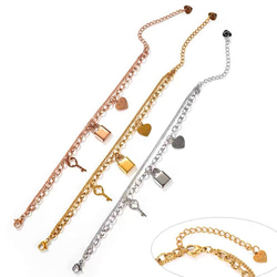 ゴールド ハート型チャームブレスレット、リング付 楽天市場】ハートチャーム ブレスレット 金属アレルギー 2連