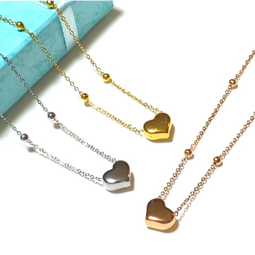 サージカルステンレス ネックレス チェーン ハート ピンクゴールド
