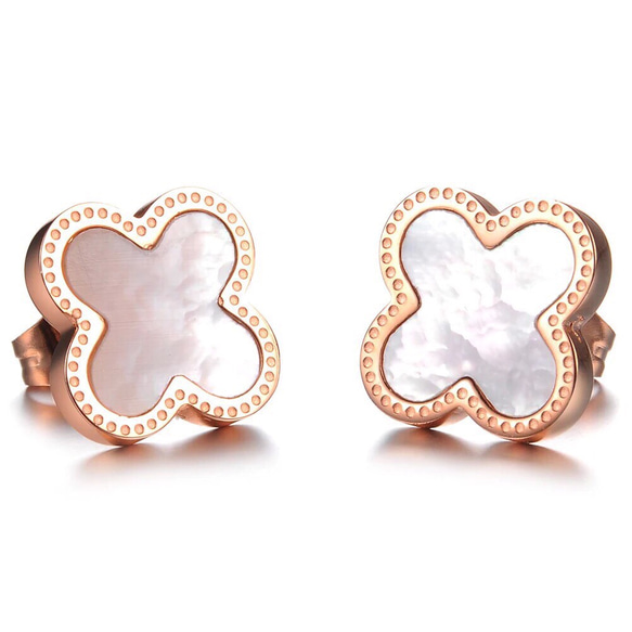 ホワイトシェルピアス 18KGP ピンクゴールド アレルギー対応