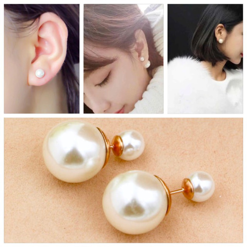 18Kピンクゴールド鍍金ダブルパールピアス 3way ピアス（その他