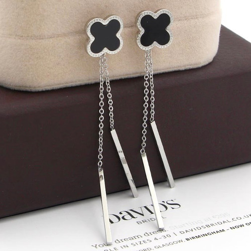 クローバーピアス ダブル棒ドロップピアス アレルギー対応 ステンレス