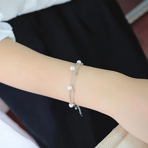 k18 真珠 ダブルチェーン ブレスレット TIFFANY&Co. ティファニー T TWO ダブルチェーン ブレスレット