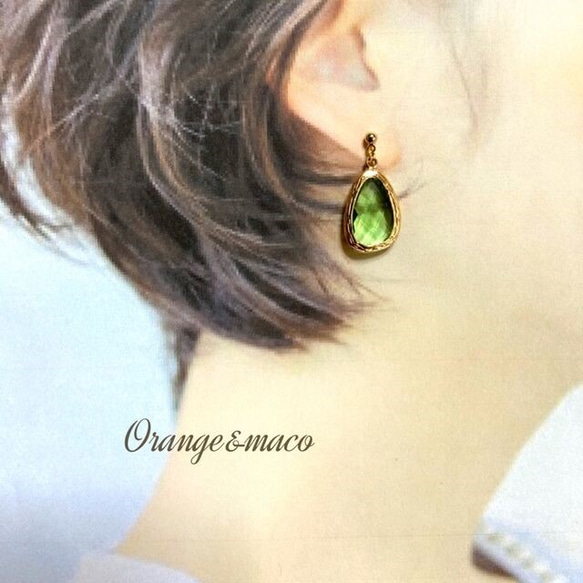 天然石　イヤリング シトリン＆ルチルクォーツ＆ラブラドライトの天然石ピアス（イヤリング