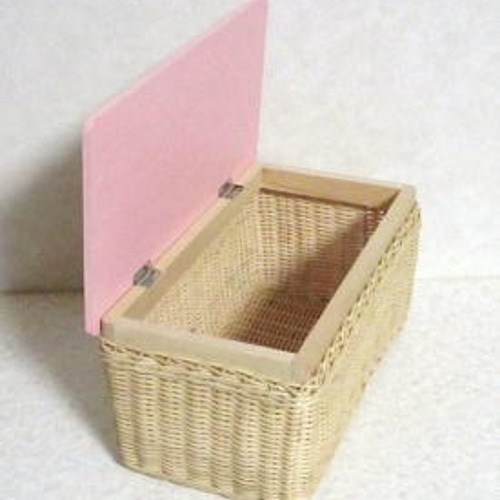 木製 バラの編みカゴバスケット トールペイント フリーボックス・小物