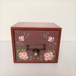 Creema限定 木製 引き出し小箱（レッド） トールペイント フリー