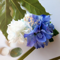 白と青の夏色ヘアアクセサリー/バレッタ 5枚目の画像