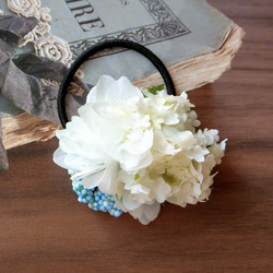 夏の白花ヘアアクセサリー/ヘアゴム　シルバー 7枚目の画像
