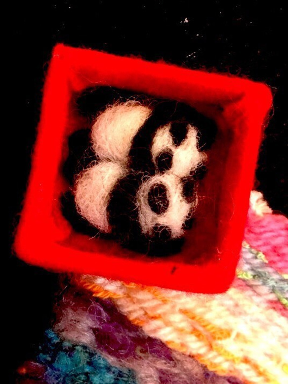 ダブルパンダのお重箱  白黒/ブルー 3枚目の画像