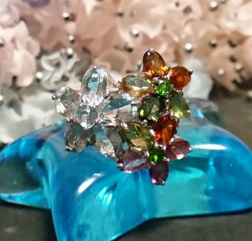 アクアマリン　トルマリン　クロムダイオプサイト　ガーネット　リング　指輪　☆0148