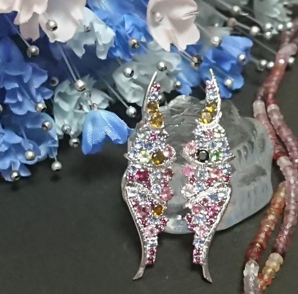 トルマリン タンザナイト パヴェピアス 14KGP シルバー 925 トルマリン タンザナイト パヴェピアス 14KGP シルバー 925