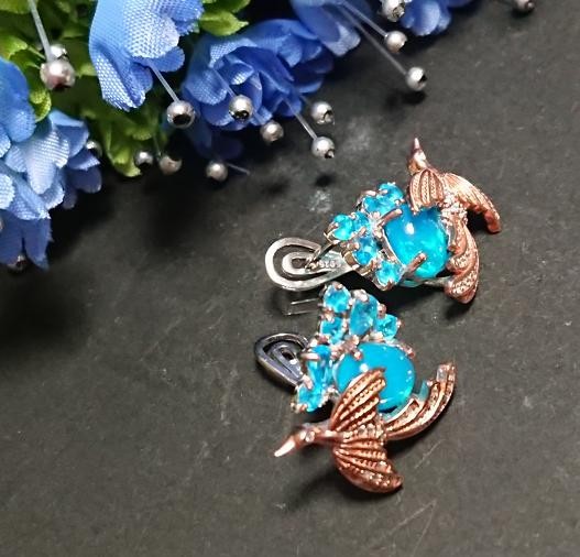 ブルーオパール ネオンブルーアパタイト ｃｚ 　ピアス