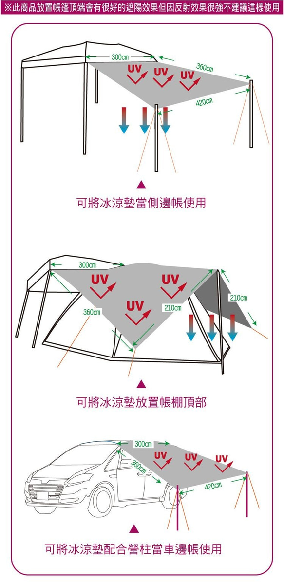 【Outdoorbase】三米直角帳專用抗UV冰涼墊.多層防曬隔熱 內附收納袋-21676 第3張的照片