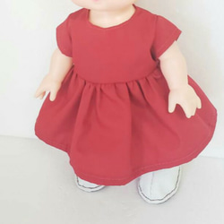 半袖ワンピース　レッド　26cm サイズ　ドールウェア　着せかえ人形　服　リリィちゃん　ソランちゃん　レミンちゃん　 3枚目の画像